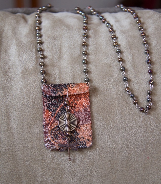 Copper Amulet Bag with Hematite Chain