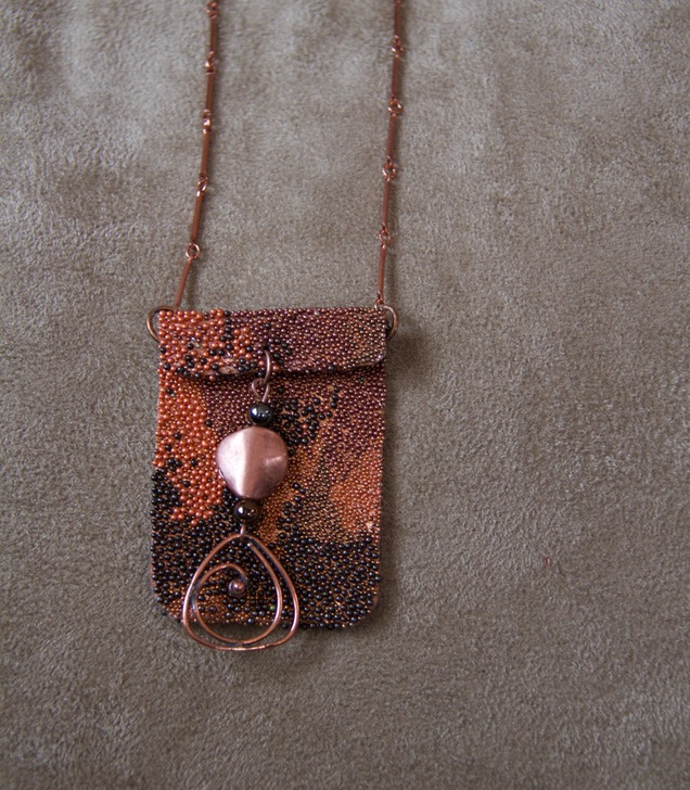 Copper Amulet Bag with Copper Chain